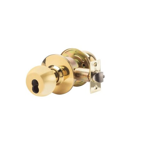 Brushed Brass Standard Duty Commercial Entry Door Knob With Interchangeable Core